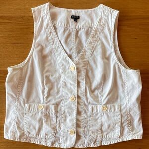 J. Crew White Cotton Button-Front Vest